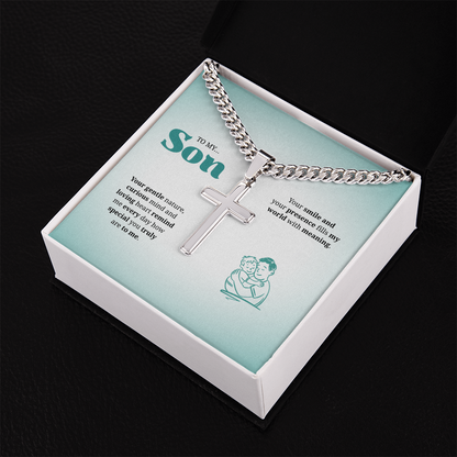 To My Son | You Are Truly Special to Me | Artisan Cross with Cuban Link Chain