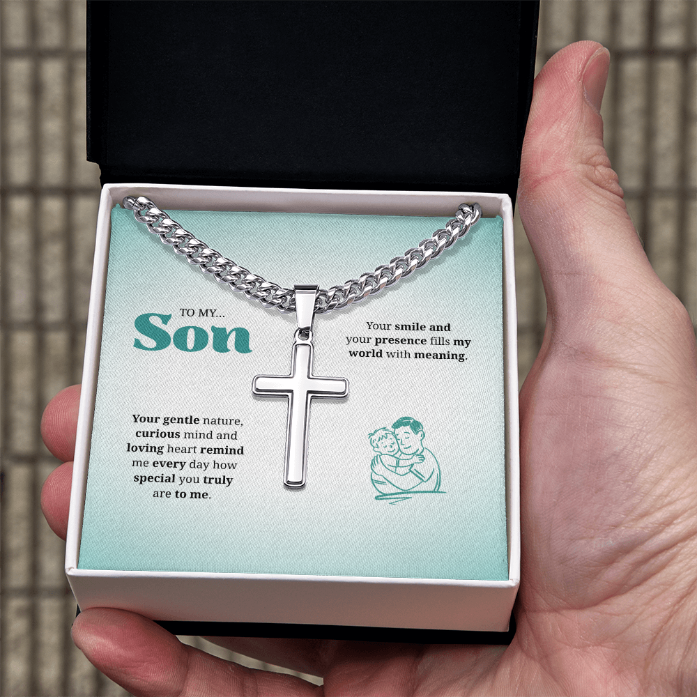To My Son | You Are Truly Special to Me | Artisan Cross with Cuban Link Chain