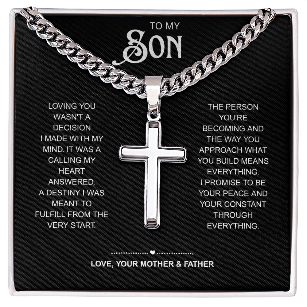 To My Son | Watching You Become Amazing | Artisan Cross with Cuban Link Chain