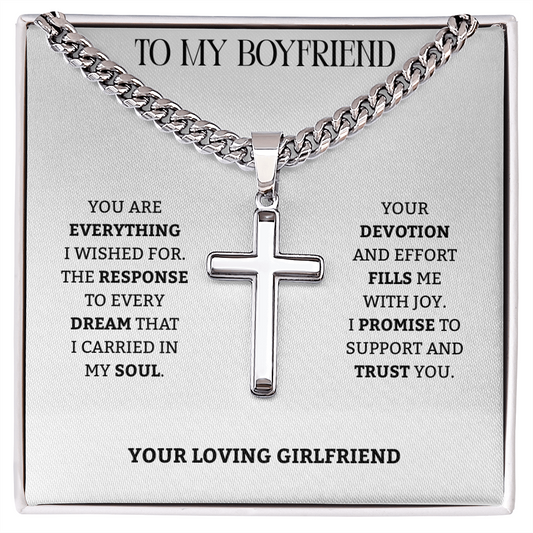 To My Boyfriend | Trusting You Completely | Artisan Cross with Cuban Link Chain