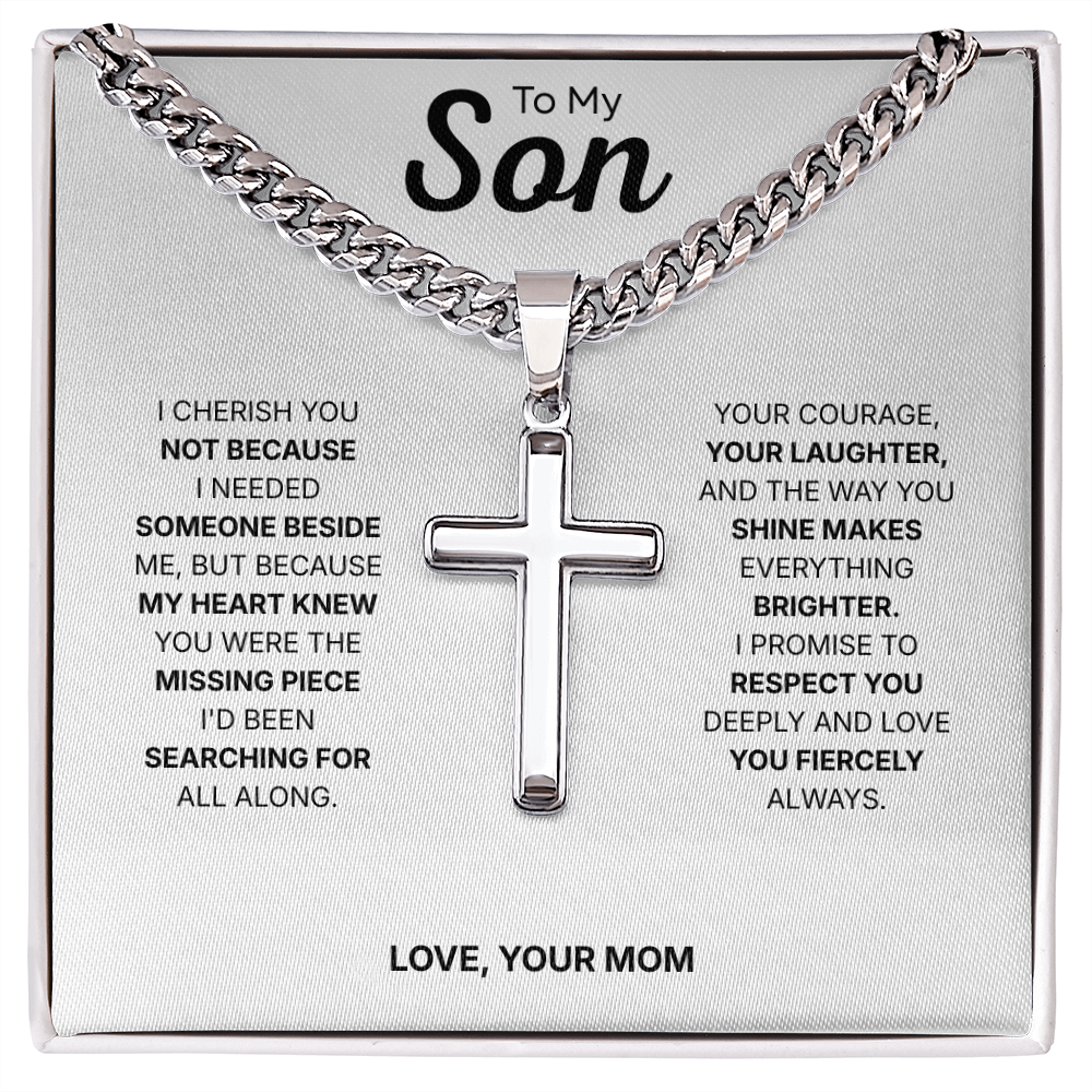 To My Son | You Make Me Proud Always | Artisan Cross with Cuban Link Chain