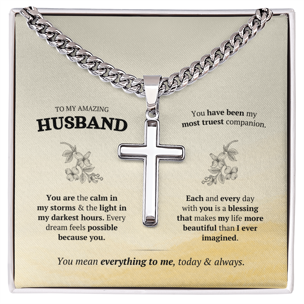 Artisan Cross with Cuban Link Chain – Stainless Steel or Gold-Plated (14K & 18K Options Available)