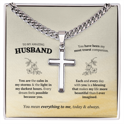 Artisan Cross with Cuban Link Chain – Stainless Steel or Gold-Plated (14K & 18K Options Available)