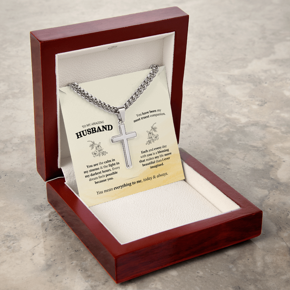 Artisan Cross with Cuban Link Chain – Stainless Steel or Gold-Plated (14K & 18K Options Available)