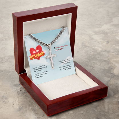 To My Husband | Better Than Any Fairytale | Artisan Cross with Cuban Link Chain
