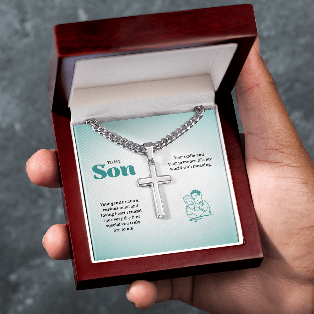 To My Son | You Are Truly Special to Me | Artisan Cross with Cuban Link Chain