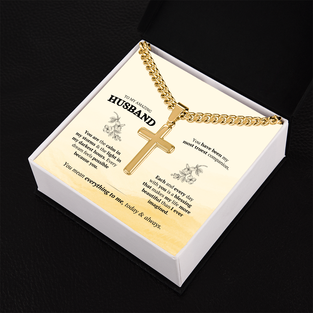 Artisan Cross with Cuban Link Chain – Stainless Steel or Gold-Plated (14K & 18K Options Available)