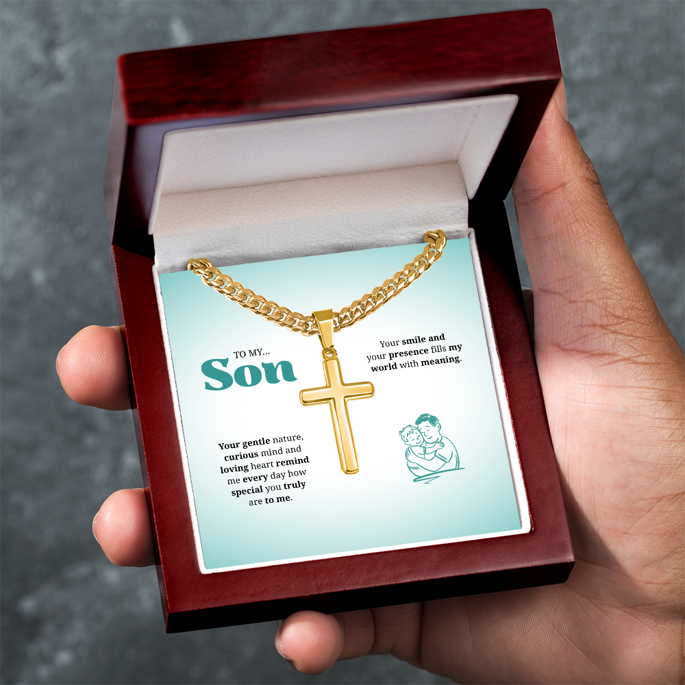 To My Son | You Are Truly Special to Me | Artisan Cross with Cuban Link Chain