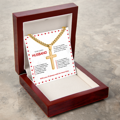 To My Husband | My Sweetest Moment | Artisan Cross with Cuban Link Chain