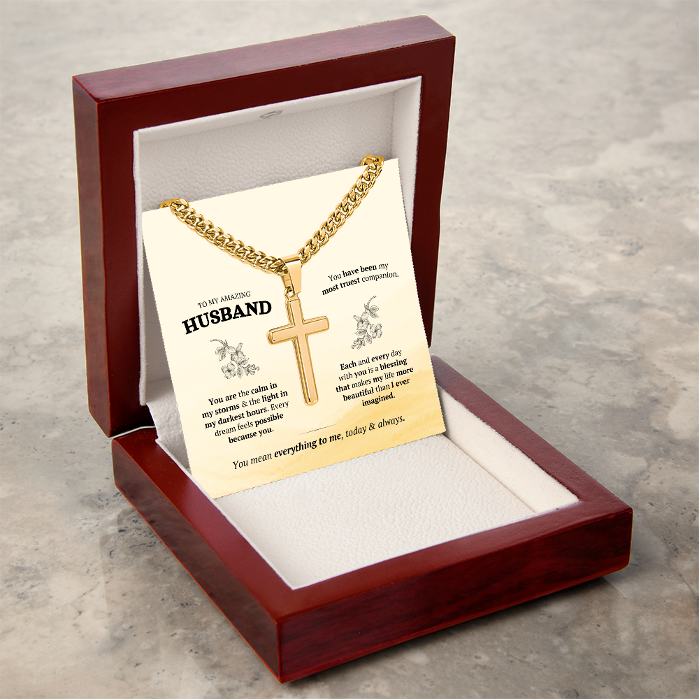 Artisan Cross with Cuban Link Chain – Stainless Steel or Gold-Plated (14K & 18K Options Available)