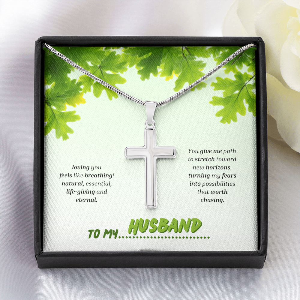 To My Husband | You Grow My World | Artisan Cross with Snake Chain