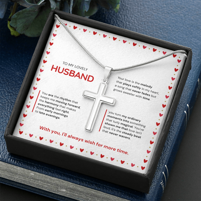 To My Husband | My Sweetest Moment | Artisan Cross with Snake Chain