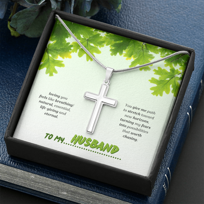 To My Husband | You Grow My World | Artisan Cross with Snake Chain