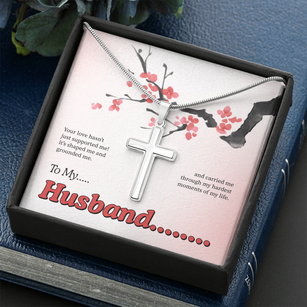 To My Husband | My Quiet Strength | Artisan Cross with Snake Chain