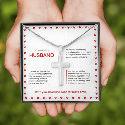 To My Husband | My Sweetest Moment | Artisan Cross with Snake Chain