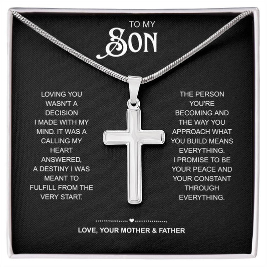 To My Son | Watching You Become Amazing | Artisan Cross Necklace with Snake Chain