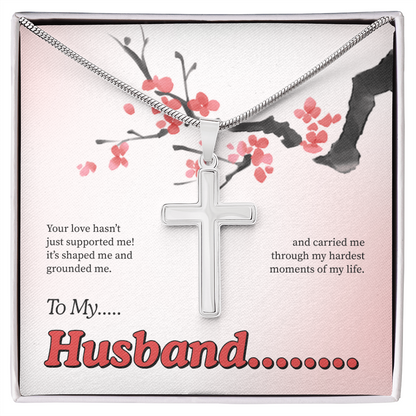 To My Husband | My Quiet Strength | Artisan Cross with Snake Chain