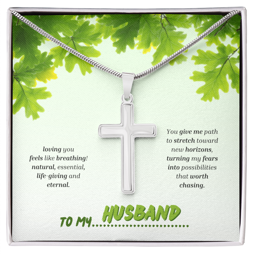 To My Husband | You Grow My World | Artisan Cross with Snake Chain