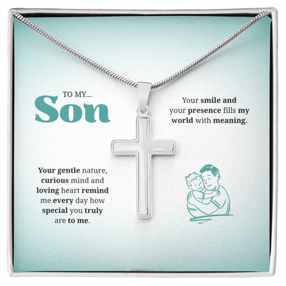 To My Son | You Are Truly Special to Me | Artisan Cross Necklace with Snake Chain
