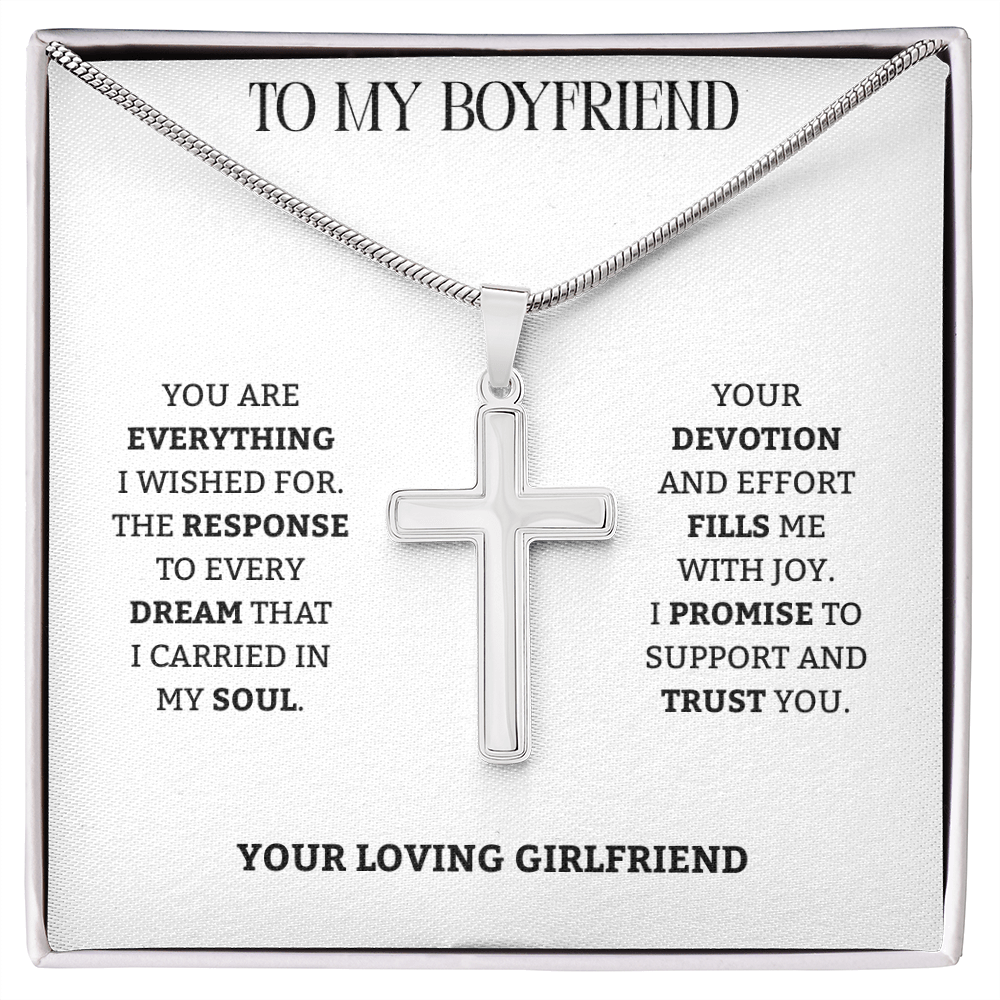 To My Boyfriend | Trusting You Completely | Artisan Cross Necklace with Snake Chain