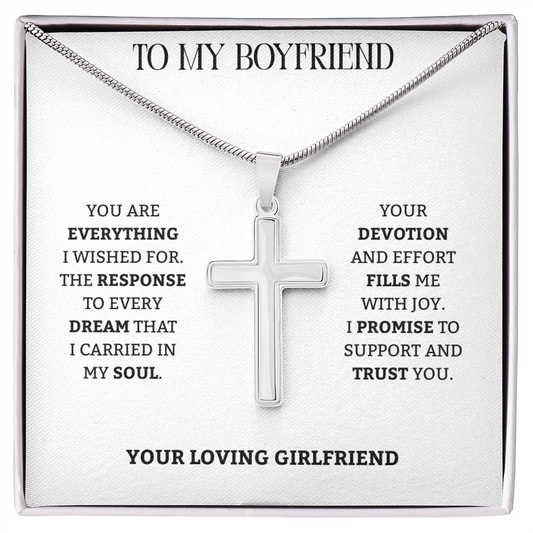 To My Boyfriend | Trusting You Completely | Artisan Cross Necklace with Snake Chain