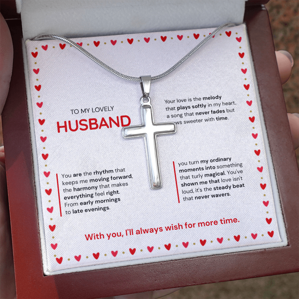 To My Husband | My Sweetest Moment | Artisan Cross with Snake Chain