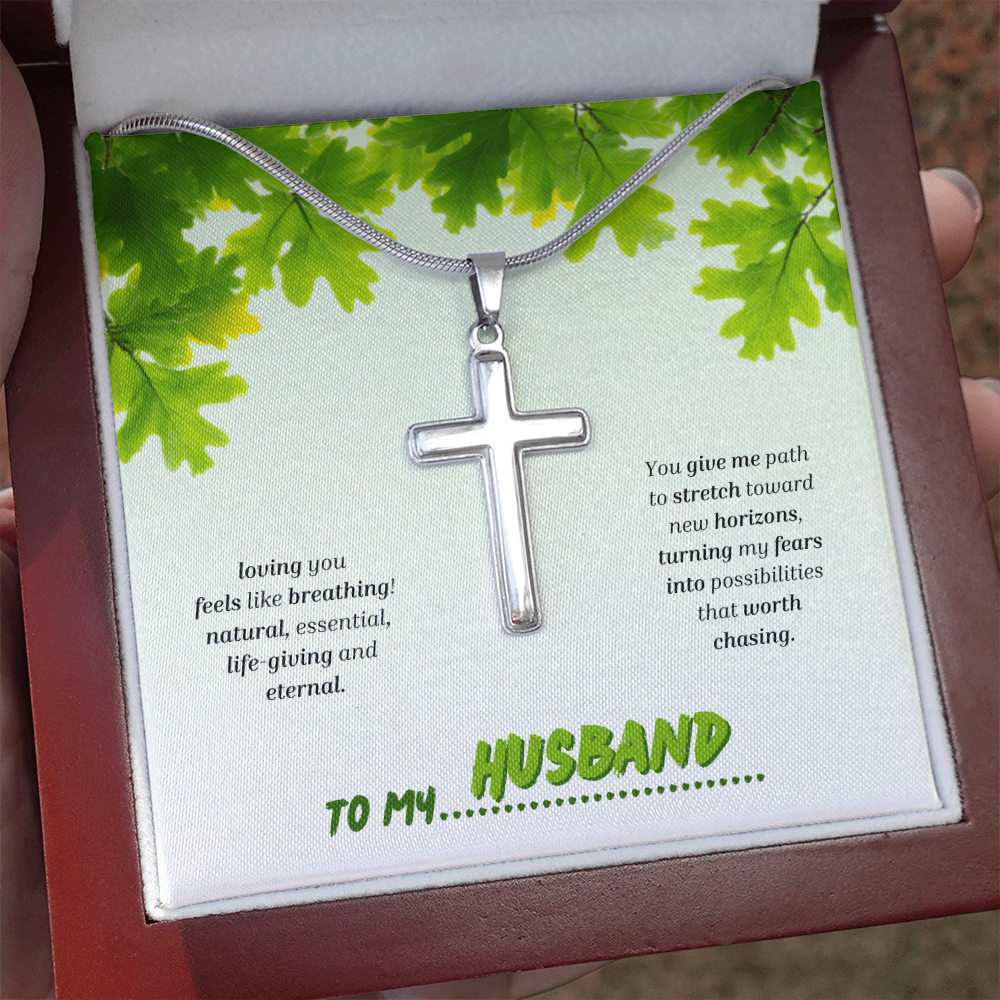 To My Husband | You Grow My World | Artisan Cross with Snake Chain