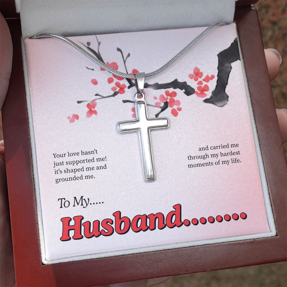 To My Husband | My Quiet Strength | Artisan Cross with Snake Chain