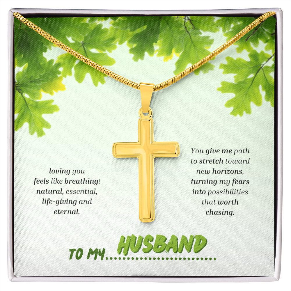 To My Husband | You Grow My World | Artisan Cross with Snake Chain