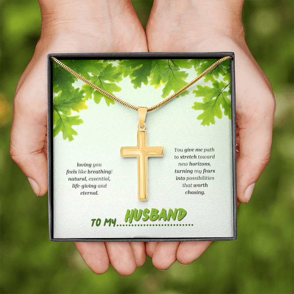 To My Husband | You Grow My World | Artisan Cross with Snake Chain