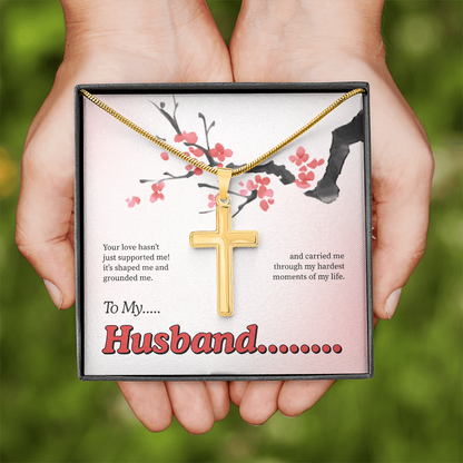 To My Husband | My Quiet Strength | Artisan Cross with Snake Chain