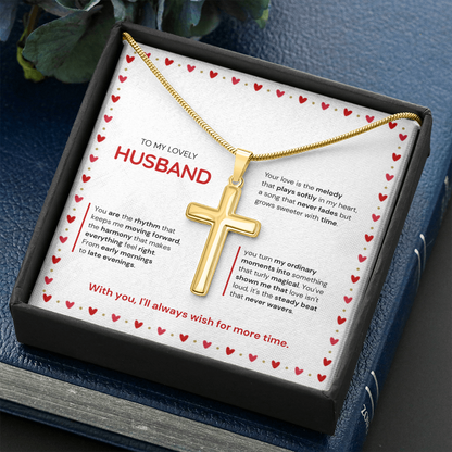 To My Husband | My Sweetest Moment | Artisan Cross with Snake Chain