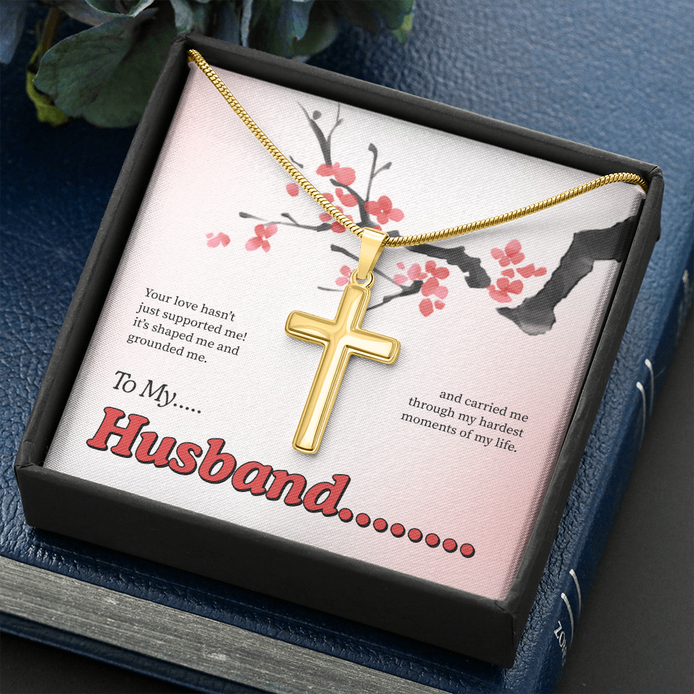 To My Husband | My Quiet Strength | Artisan Cross with Snake Chain