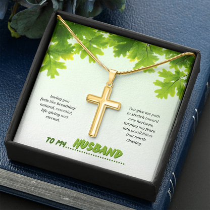 To My Husband | You Grow My World | Artisan Cross with Snake Chain
