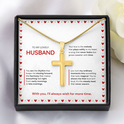 To My Husband | My Sweetest Moment | Artisan Cross with Snake Chain
