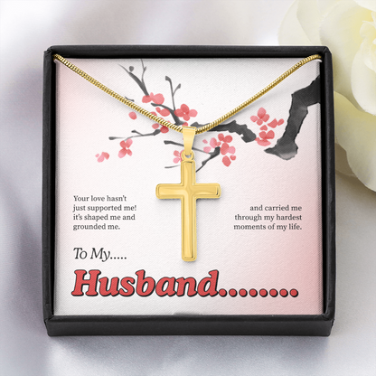 To My Husband | My Quiet Strength | Artisan Cross with Snake Chain