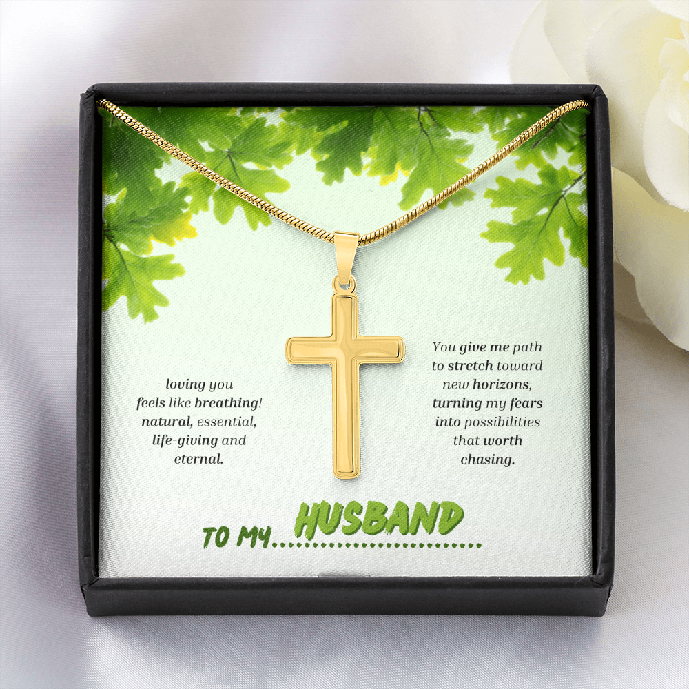 To My Husband | You Grow My World | Artisan Cross with Snake Chain