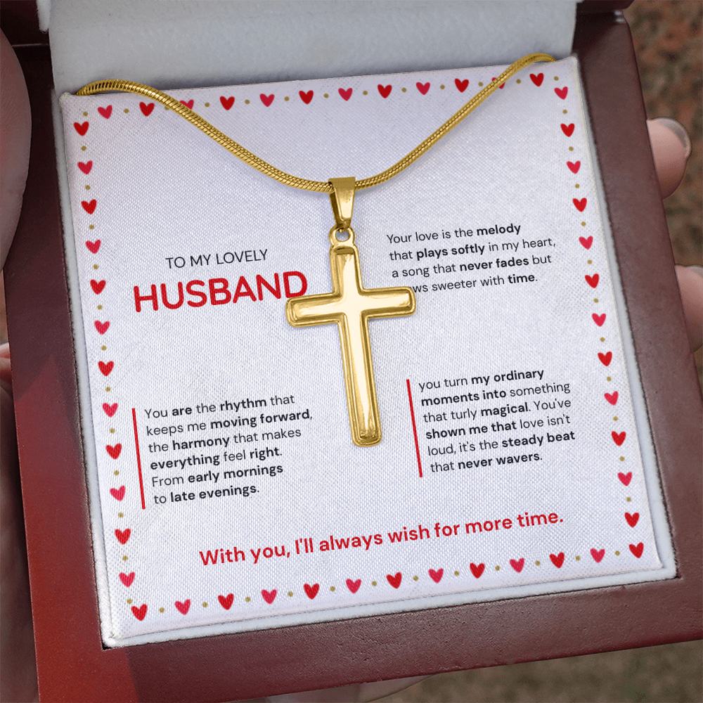 To My Husband | My Sweetest Moment | Artisan Cross with Snake Chain