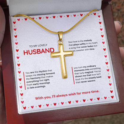 To My Husband | My Sweetest Moment | Artisan Cross with Snake Chain