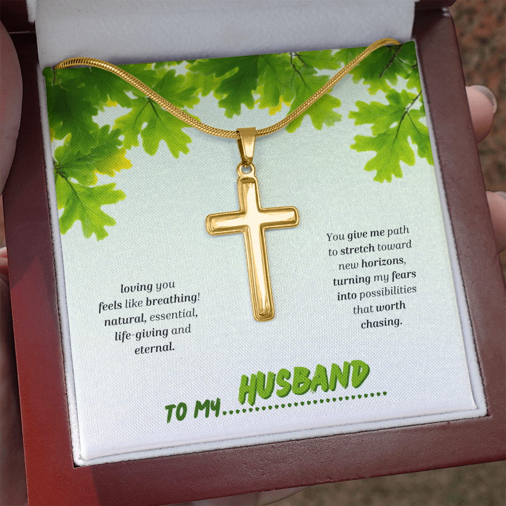 To My Husband | You Grow My World | Artisan Cross with Snake Chain