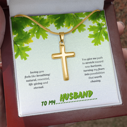 To My Husband | You Grow My World | Artisan Cross with Snake Chain