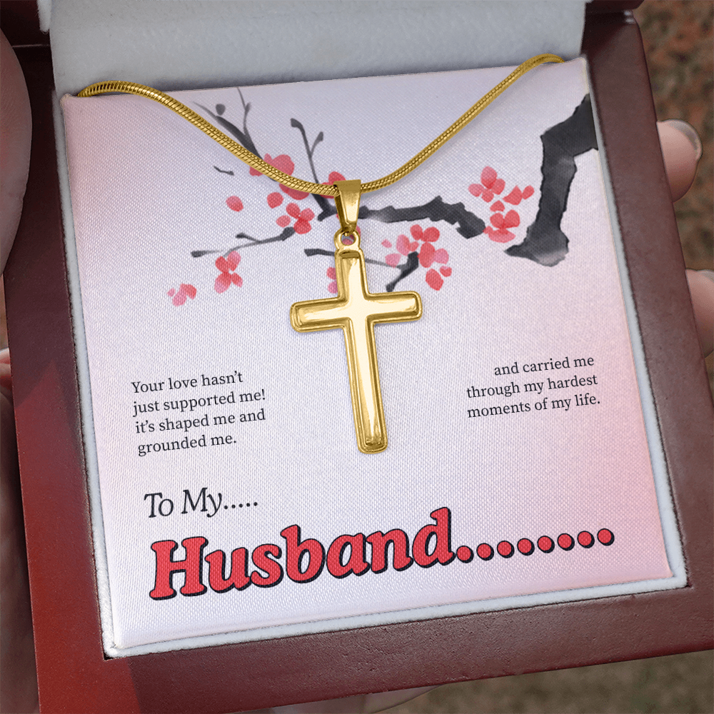 To My Husband | My Quiet Strength | Artisan Cross with Snake Chain