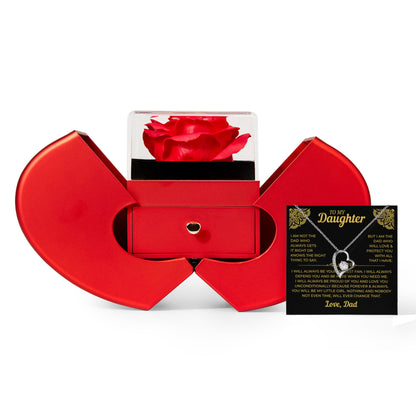 To My Daughter | Forever My Little Girl | Forever Love Necklace with Red Heart Rose Box