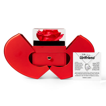 To My Girlfriend | The One I Chose and Cherish | Forever Love Necklace with Red Heart Rose Box