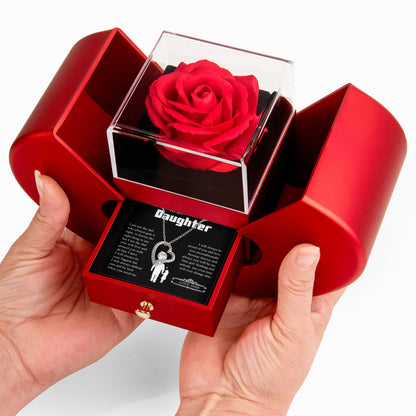 To My Daughter | From Dad with Love | Forever Love Necklace with Red Heart Rose Box