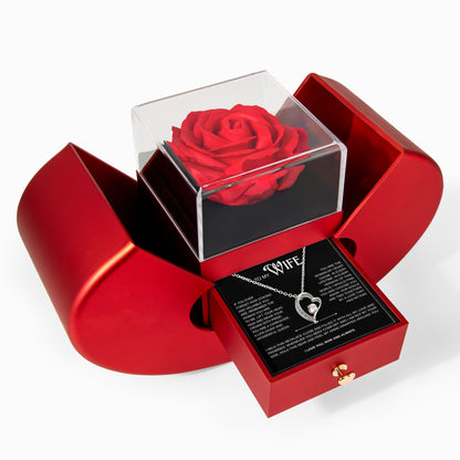 To My Wife | A Love That Has No End | Forever Love Necklace with Red Heart Rose Box