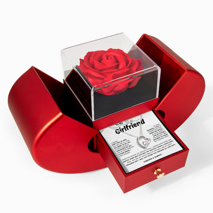 To My Girlfriend | The One I Chose and Cherish | Forever Love Necklace with Red Heart Rose Box