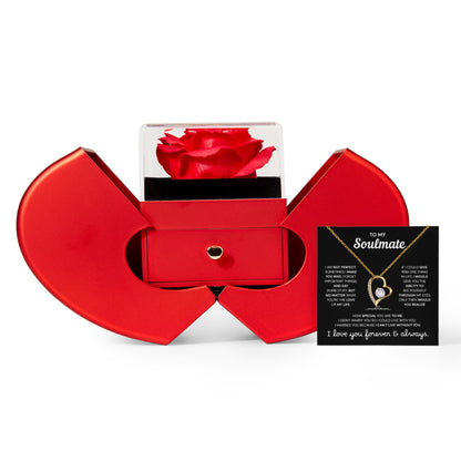 To My Soulmate | A Meaningful Love Gift | Forever Love Necklace with Red Heart Rose Box