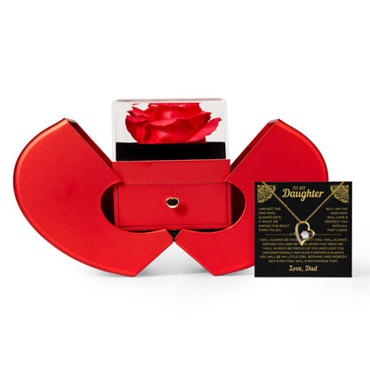 To My Daughter | Forever My Little Girl | Forever Love Necklace with Red Heart Rose Box