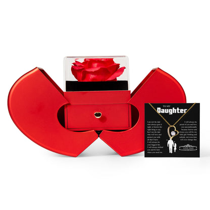 To My Daughter | From Dad with Love | Forever Love Necklace with Red Heart Rose Box